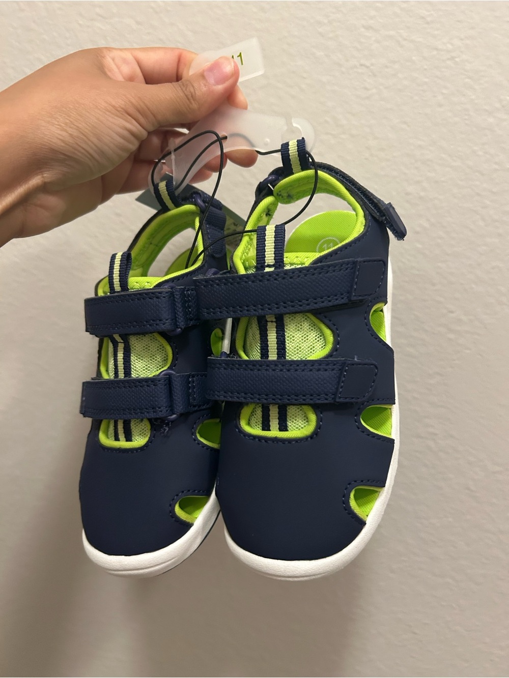 Cat & Jack Navy and Neon Green Kids Active Sandals